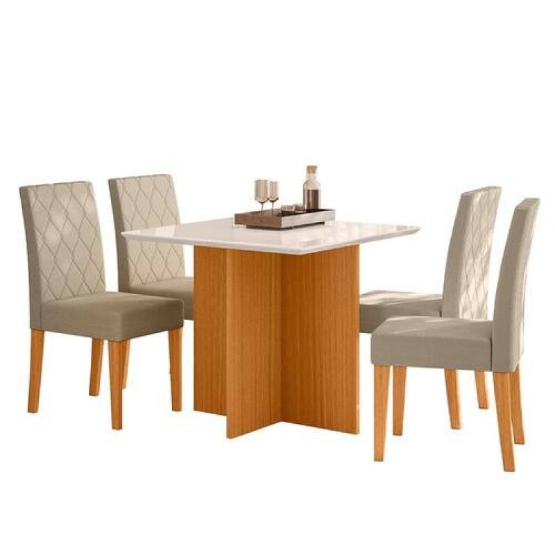 CJ MESA DE JANTAR HELO 90X90 4 CAD JADE C/ VIDRO FREIJO UV/OFF WHITE CJ MESA DE JANTAR HELO 90X90 4 CAD JADE C/ VIDRO FREIJO UV/OFF WHITE