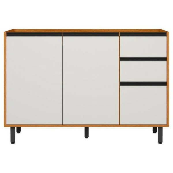 COZINHA MOD BALCAO C/TAMPO 120CM 3P RAVENA FREIJO/UV ACETINADO POLIMAN