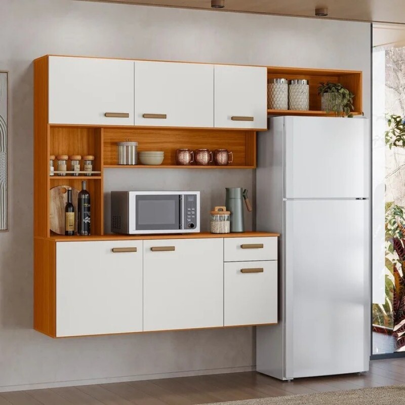COZINHA SUSPENSA 180CM 6P C/BALCAO MANU FREIJO UV/OFF ACETINADO POLIMAN COZINHA SUSPENSA 180CM 6P C/BALCAO MANU FREIJO UV/OFF ACETINADO POLIMAN