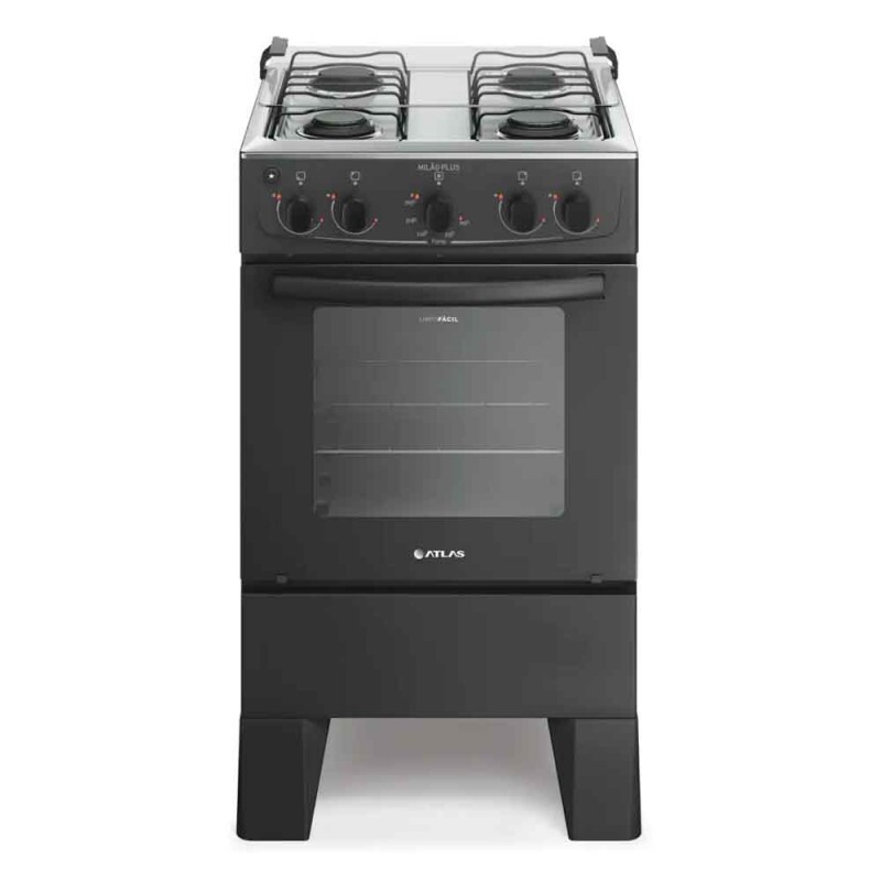 FOGAO 4B INOX MILAO PLUS PRETO ATLAS