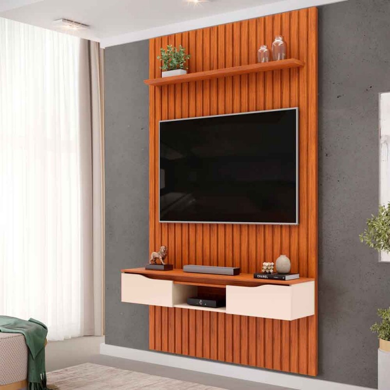 PAINEL RIPADO 183X240 PRATIC C/ BANCADA ISAC FREIJO/FREIJO/OFF WHITE DJ MOVEIS PAINEL RIPADO 183X240 PRATIC C/ BANCADA ISAC FREIJO/FREIJO/OFF WHITE DJ MOVEIS