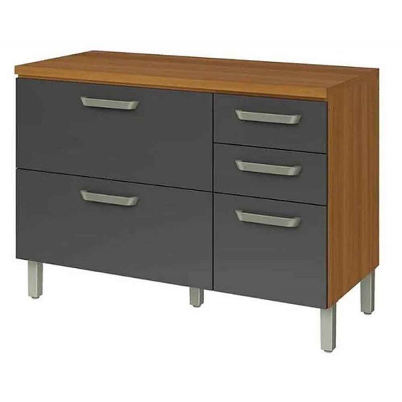 BALCAO 2 PORTAS 3 GAVETAS 120CM 100% MDF PRINCESA FREIJÓ/GRAFITE NESHER