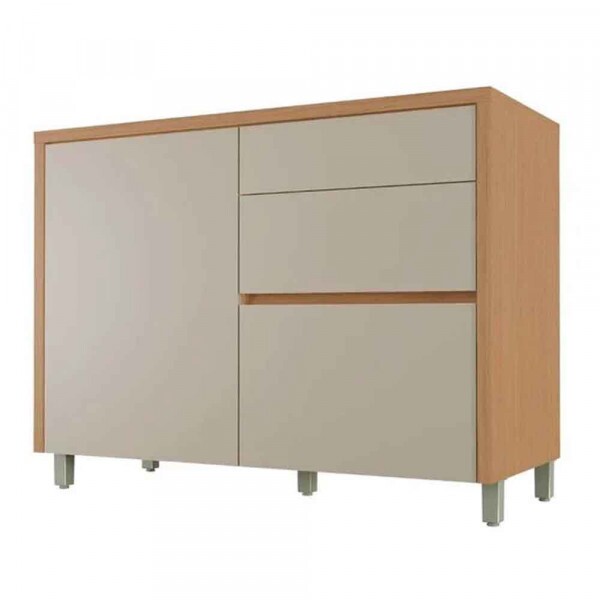 BALCAO 1 PORTA 3 GAVETAS 120CM 100% MDF CONDESSA CARVALHO-GREIGE NESHER BALCAO 1 PORTA 3 GAVETAS 120CM 100% MDF CONDESSA CARVALHO-GREIGE NESHER