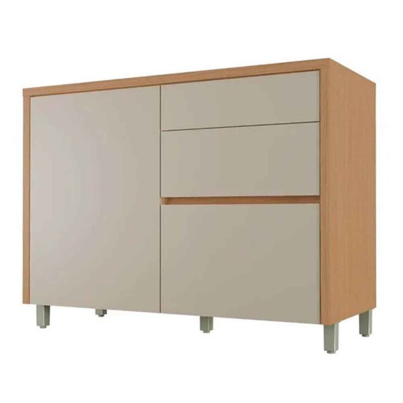 BALCAO 1 PORTA 3 GAVETAS 120CM 100% MDF CONDESSA CARVALHO-GREIGE NESHER BALCAO 1 PORTA 3 GAVETAS 120CM 100% MDF CONDESSA CARVALHO-GREIGE NESHER