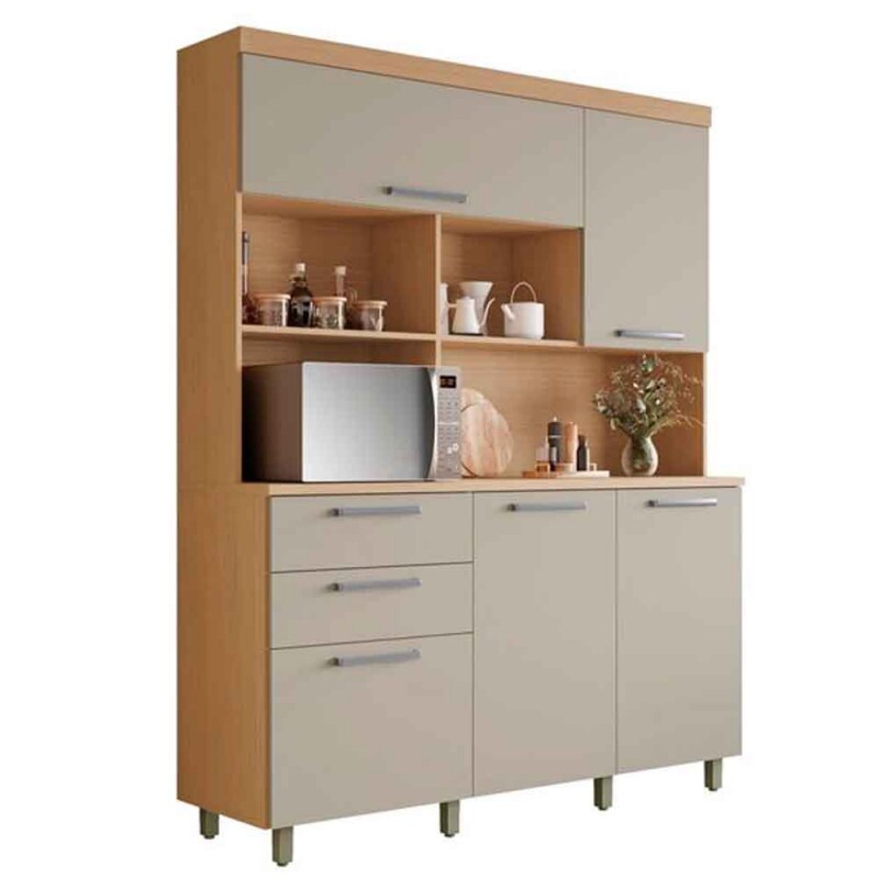 KIT COZINHA 5 PORTAS 2 GAVETAS 160CM 100% MDF NOBREZA CARVALHO-GREIGE NESHER KIT COZINHA 5 PORTAS 2 GAVETAS 160CM 100% MDF NOBREZA CARVALHO-GREIGE NESHER
