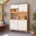 KIT COZINHA ERVA DOCE 120 FREIJO/OFF WHITE CRISTAL PORTA FECHADA NICIOLI