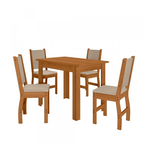 CJ MESA DE JANTAR BELLAGIO C/4 CADEIRAS CLARA FREIJO UV/SAVANA POLIMAN