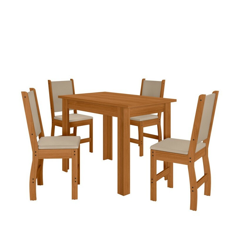 CJ MESA DE JANTAR BELLAGIO C/4 CADEIRAS CLARA FREIJO UV/SAVANA POLIMAN