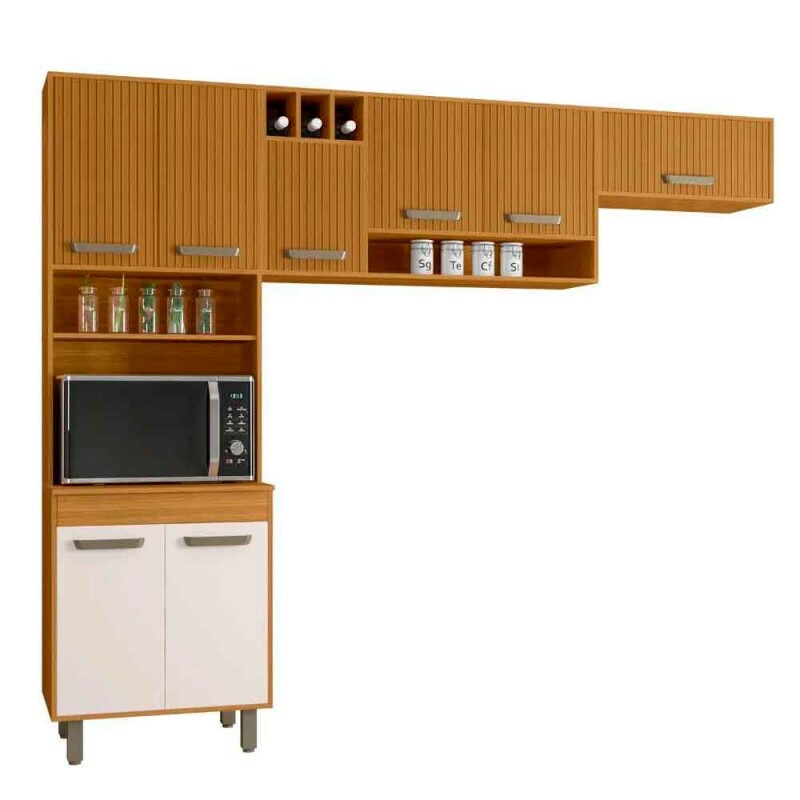 COZINHA COMPACTA 258CM 8P PANELEIRO DUPLO MALTA FREIJO/RIPADO/OFF ACETINADO POLIMAN COZINHA COMPACTA 258CM 8P PANELEIRO DUPLO MALTA FREIJO/RIPADO/OFF ACETINADO POLIMAN